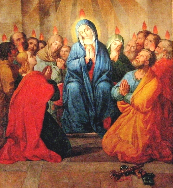 Mary and the Apostles receiving the Holy Spirit
